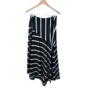 Who‎ What Wear Skirt Women's Size 2 Black White Striped Asymmetrical Hem